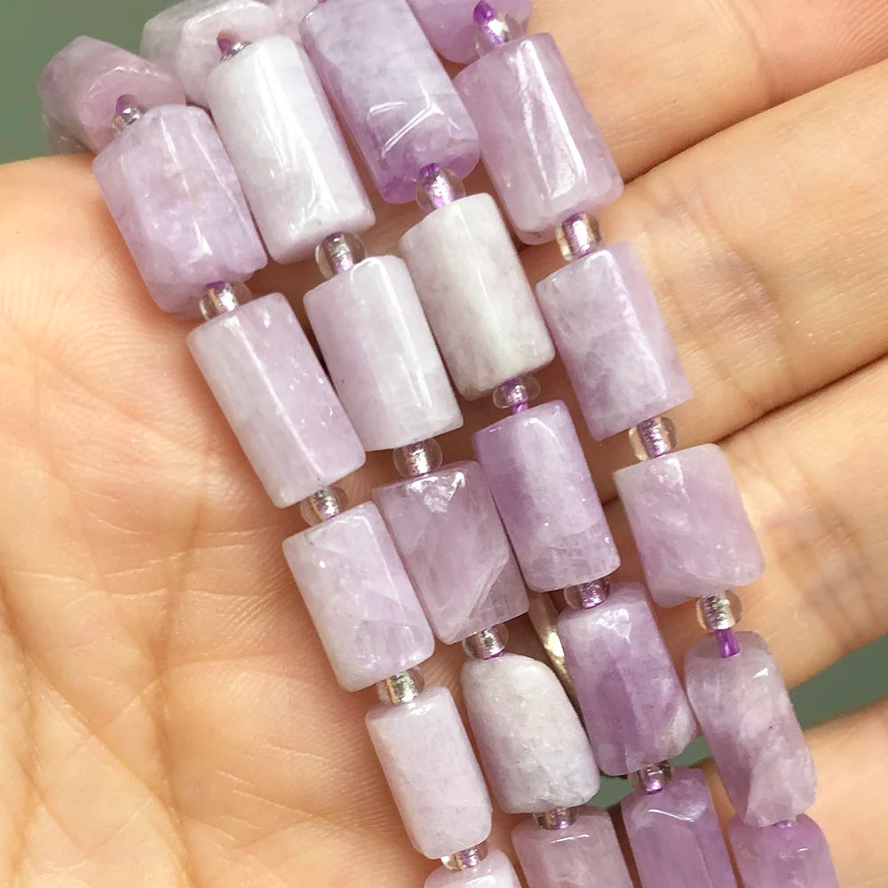 Natural Purple Angelite GemStone Beads Cylinder Loose Spacer Beads