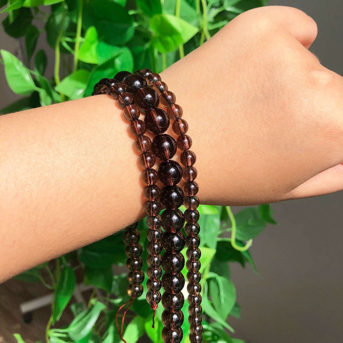 AAA Natural Smoky Quartz Crystal Round Loose Spacer Beads for Jewelry Making