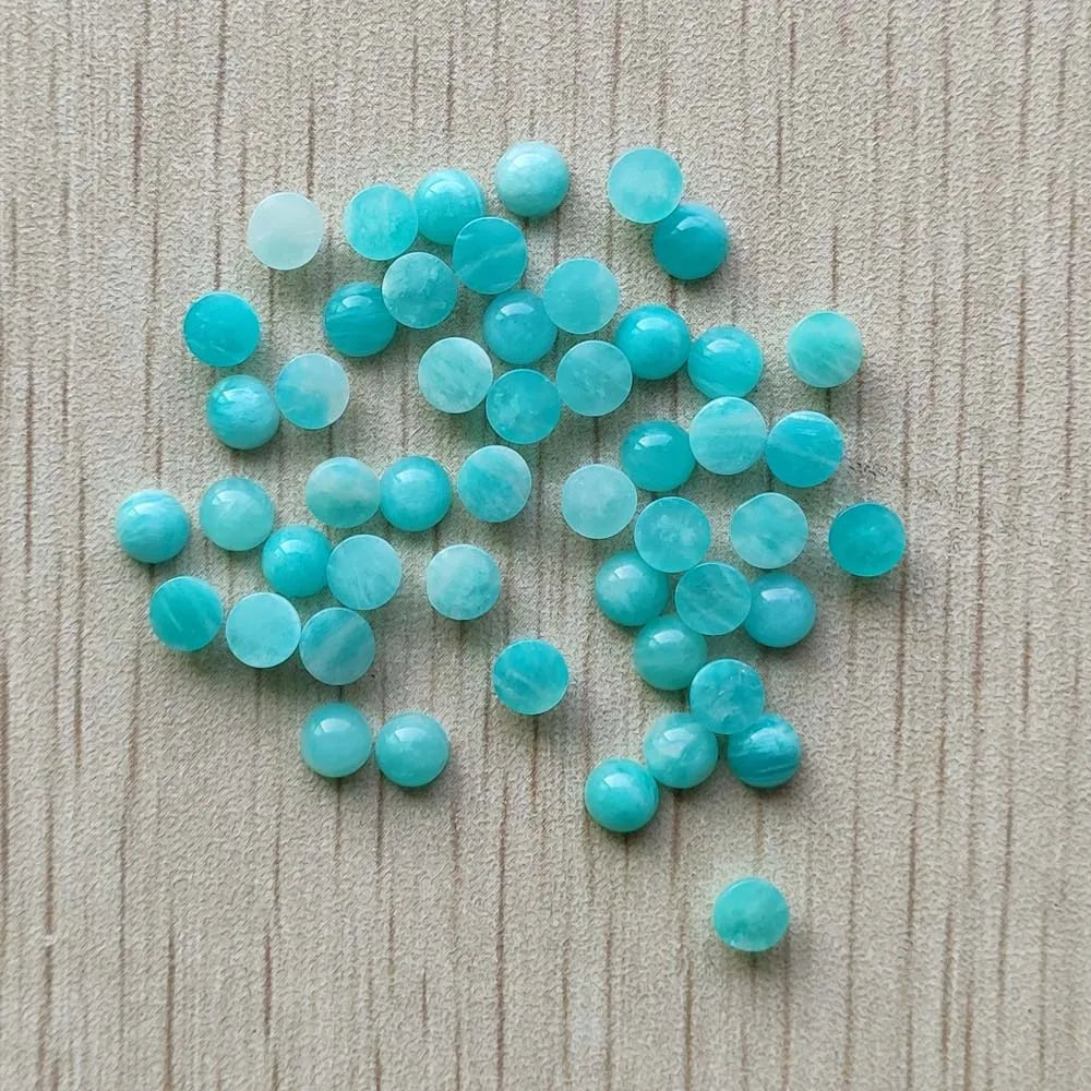 36pcs/lot Natural Amazonite round cab cabochon beads for jewelry making Wholesale 5mm 4mm