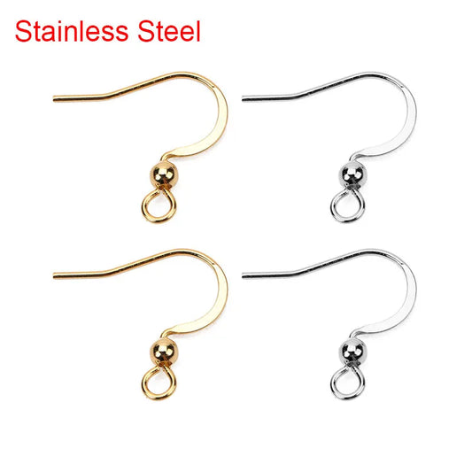 50pcs Stainless Steel Hypoallergenic Earring Hooks 17*20mm Gold Plated Earring French Hooks