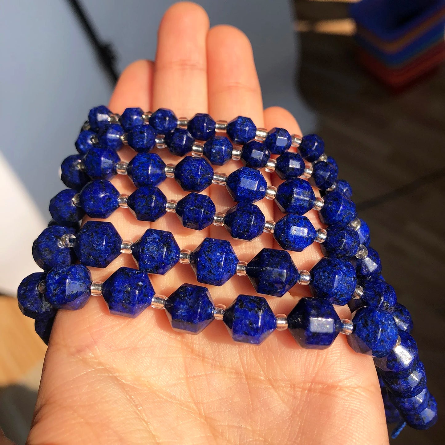 6 8 10mm Lapis Lazuli Loose Faceted Beads for DIY Jewelry Making  15'' strand