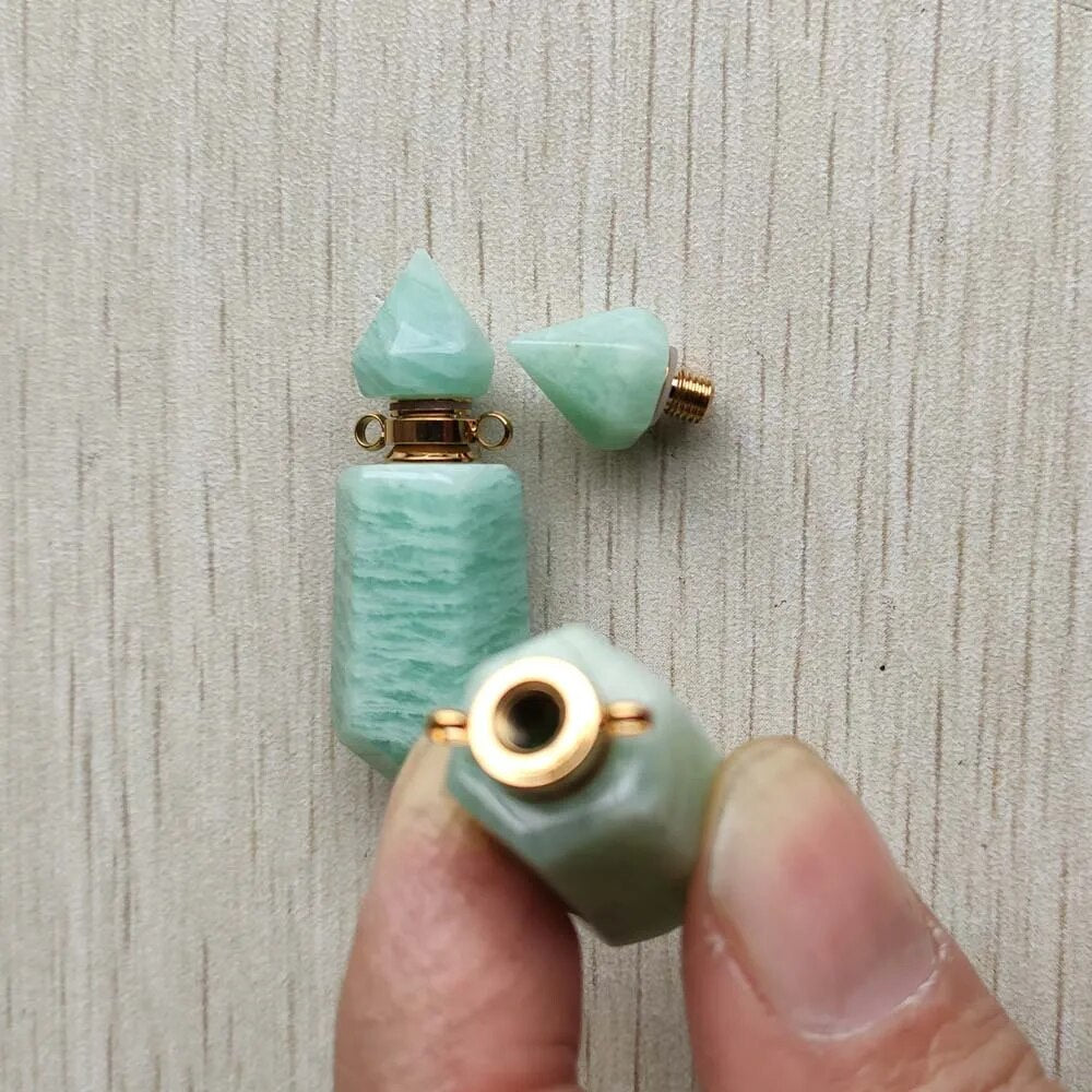 2pcs/lot Natural Amazonite stone perfume bottle pillar pendants for diy Jewelry Making Wholesale