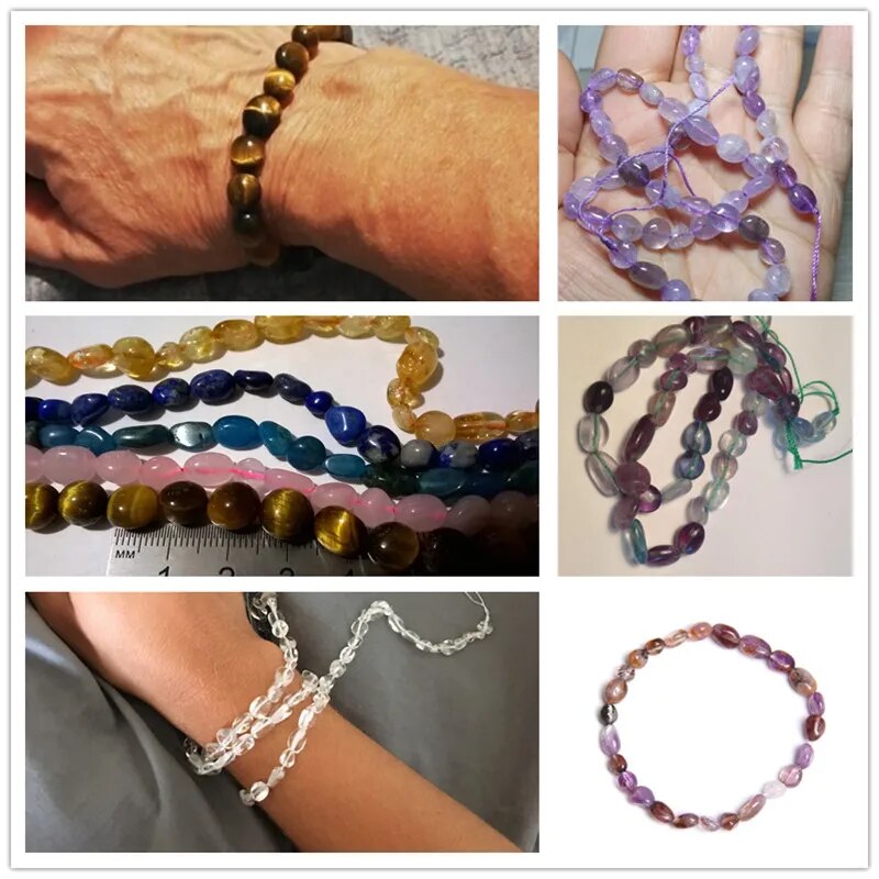 Irregular Gravel Chip Stone Bead Natural Stone Amethysts Moonstone Tiger Eye Beads For Jewelry Making DIY 6-8MM