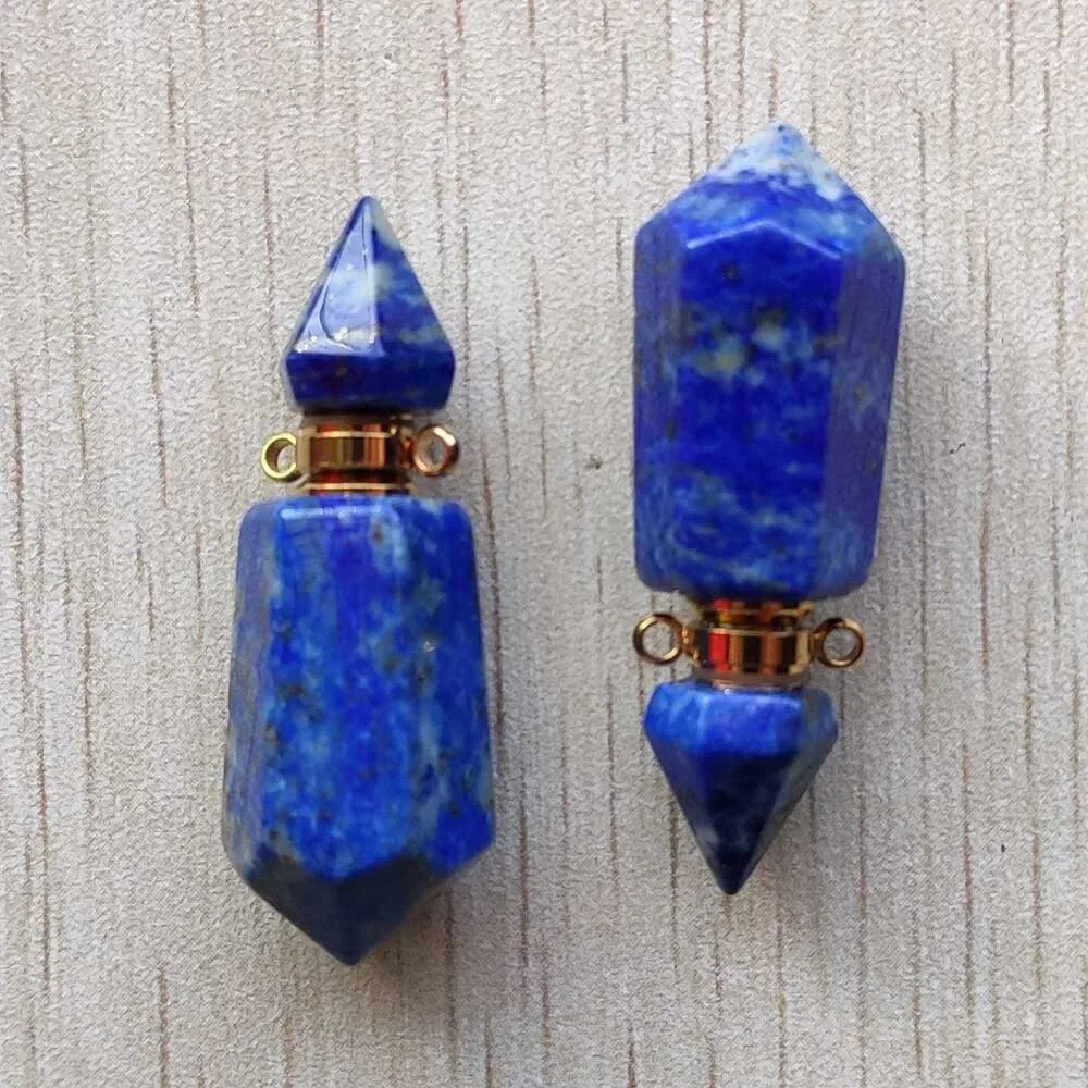 2pcs/lot Natural Lapis Lazuli perfume bottle pillar pendants for diy Necklace Jewelry Making Wholesale