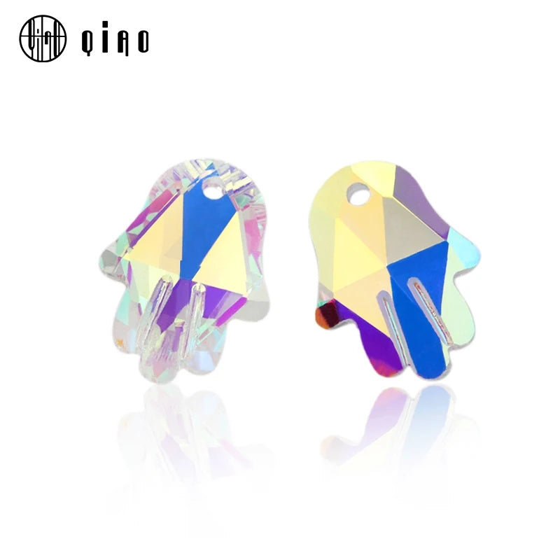 12 pcs Crystal Charms Hamsa Hand shape palm pendant for Jewelry making 14x18mm