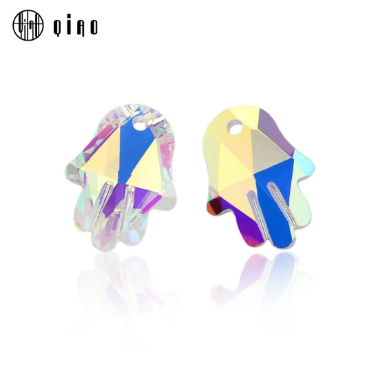 12 pcs Crystal Charms Hamsa Hand shape palm pendant for Jewelry making 14x18mm