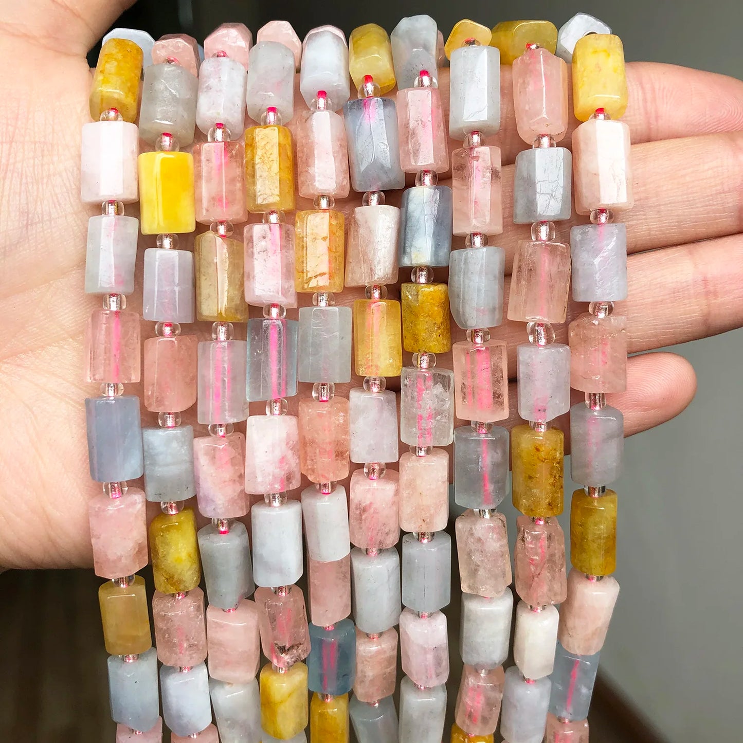 Natural Morganite GemStone Beads 8*11mm Cylinder Loose Spacer Beads