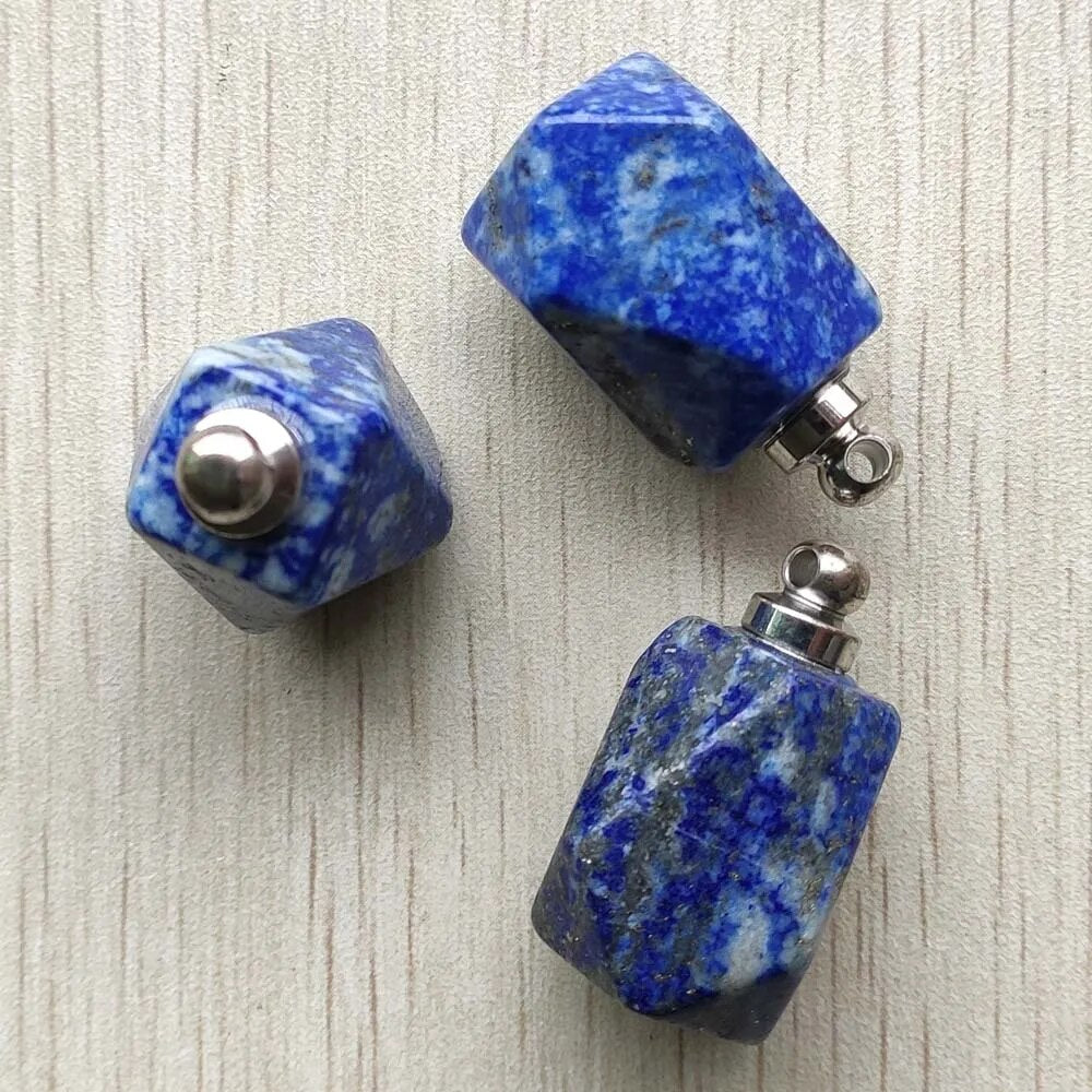 3pcs/lot Natural Lapis Lazuli  Perfume bottle polygon pendants for Jewelry Making diy