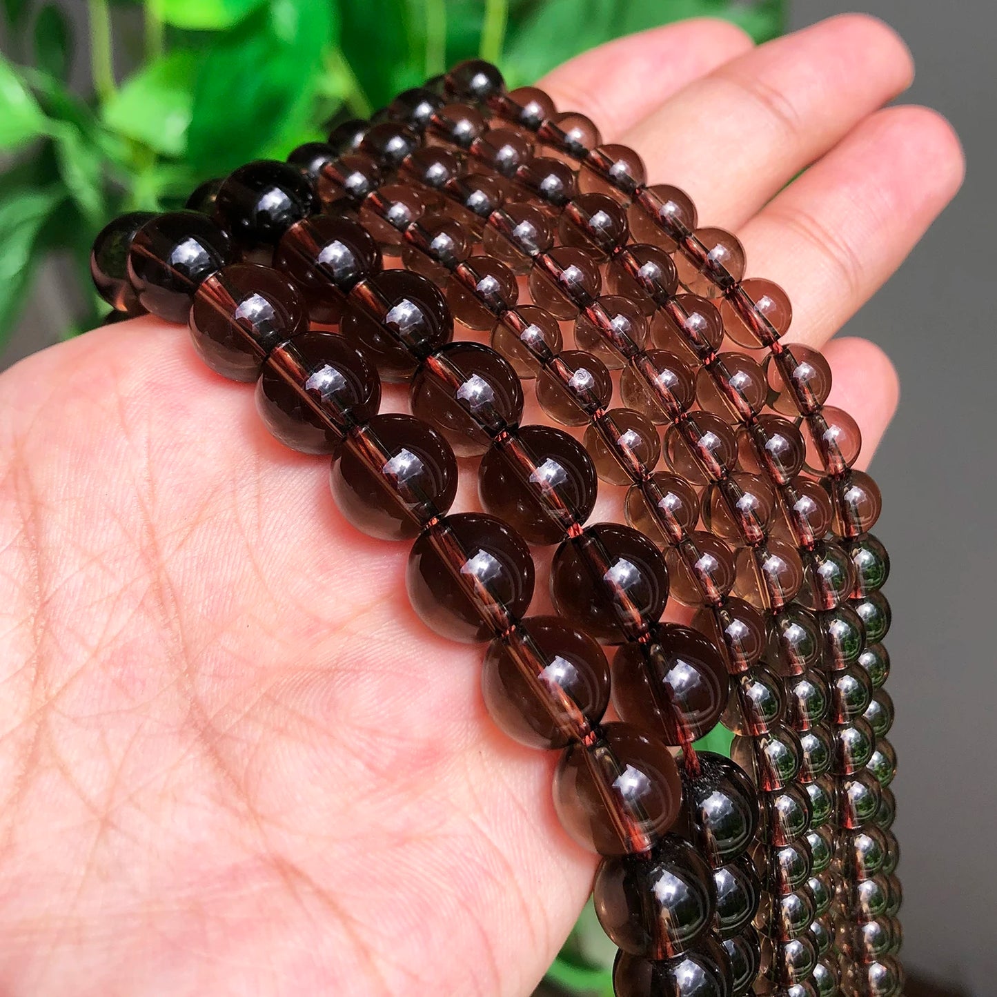 AAA Natural Smoky Quartz Crystal Round Loose Spacer Beads for Jewelry Making