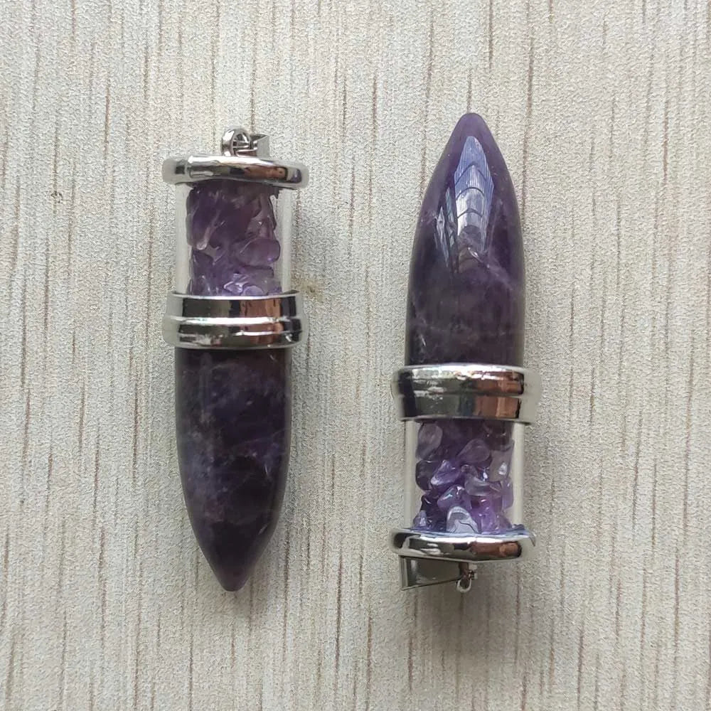 6pcs/lot natural amethysts stone Wishing Bottle Cone Reiki Pendulum Pendants for Women Men jewelry