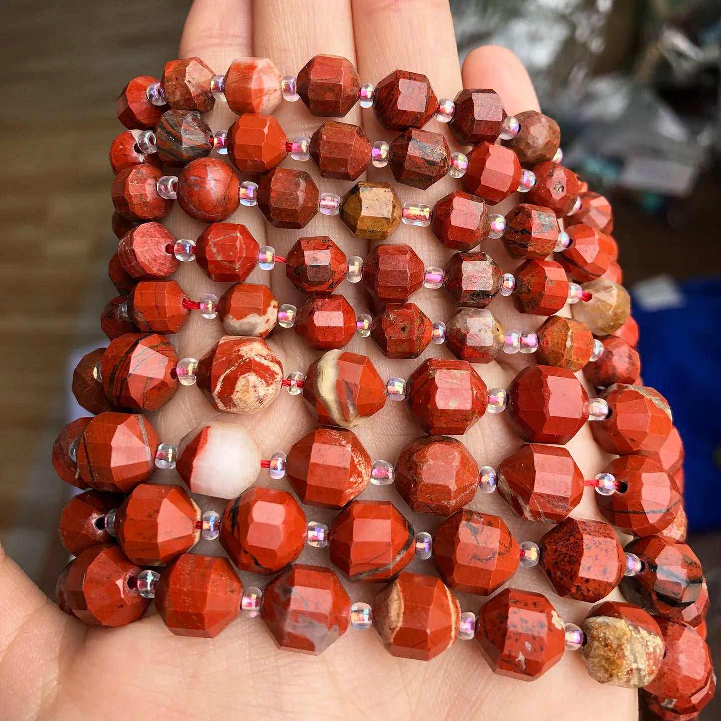 Red Jasper Natural Gemstone Faceted Beads