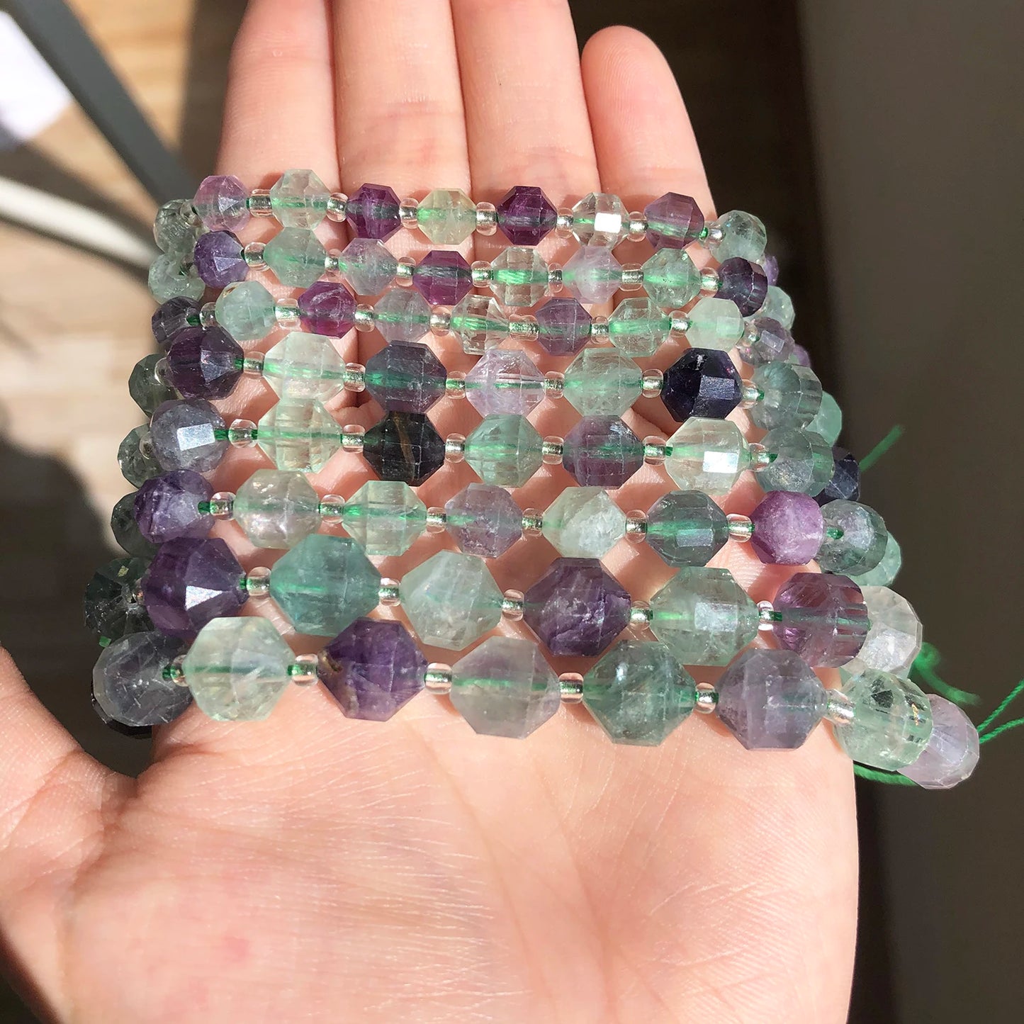 Olive Shape Colorful Fluorite Quartz Stone Natural Gemstone Faceted Loose Beads