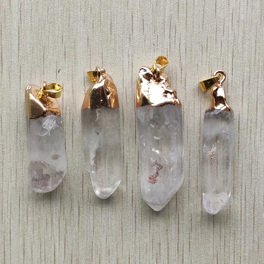 10pcs/lot natural rock quartz crystal Irregular pillar charms Pendants for men and women jewelry marking