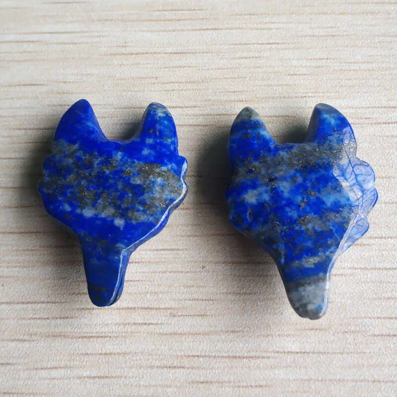 2pcs/lot natural Lapis Lazuli  Carved fox shape Pendants for Necklace jewelry making