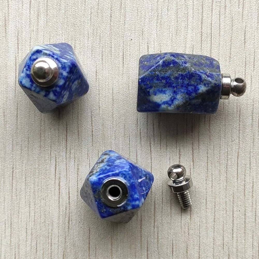 3pcs/lot Natural Lapis Lazuli  Perfume bottle polygon pendants for Jewelry Making diy