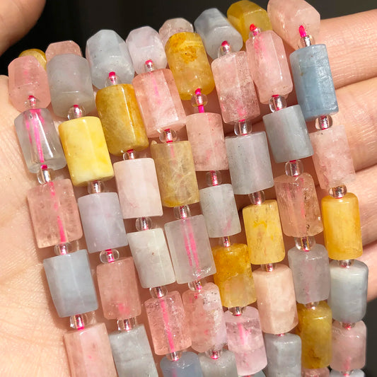 Natural Morganite GemStone Beads 8*11mm Cylinder Loose Spacer Beads