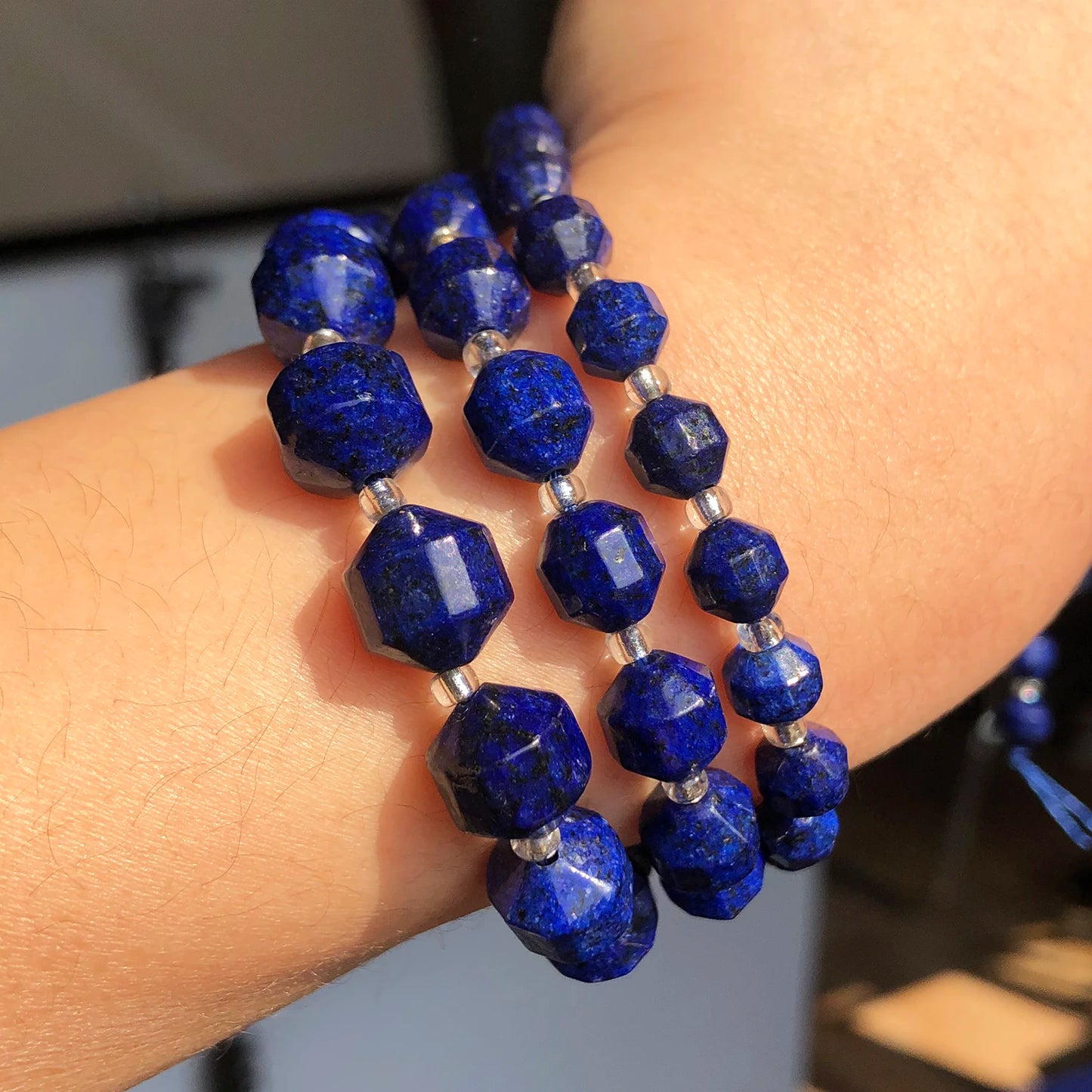 6 8 10mm Lapis Lazuli Loose Faceted Beads for DIY Jewelry Making  15'' strand