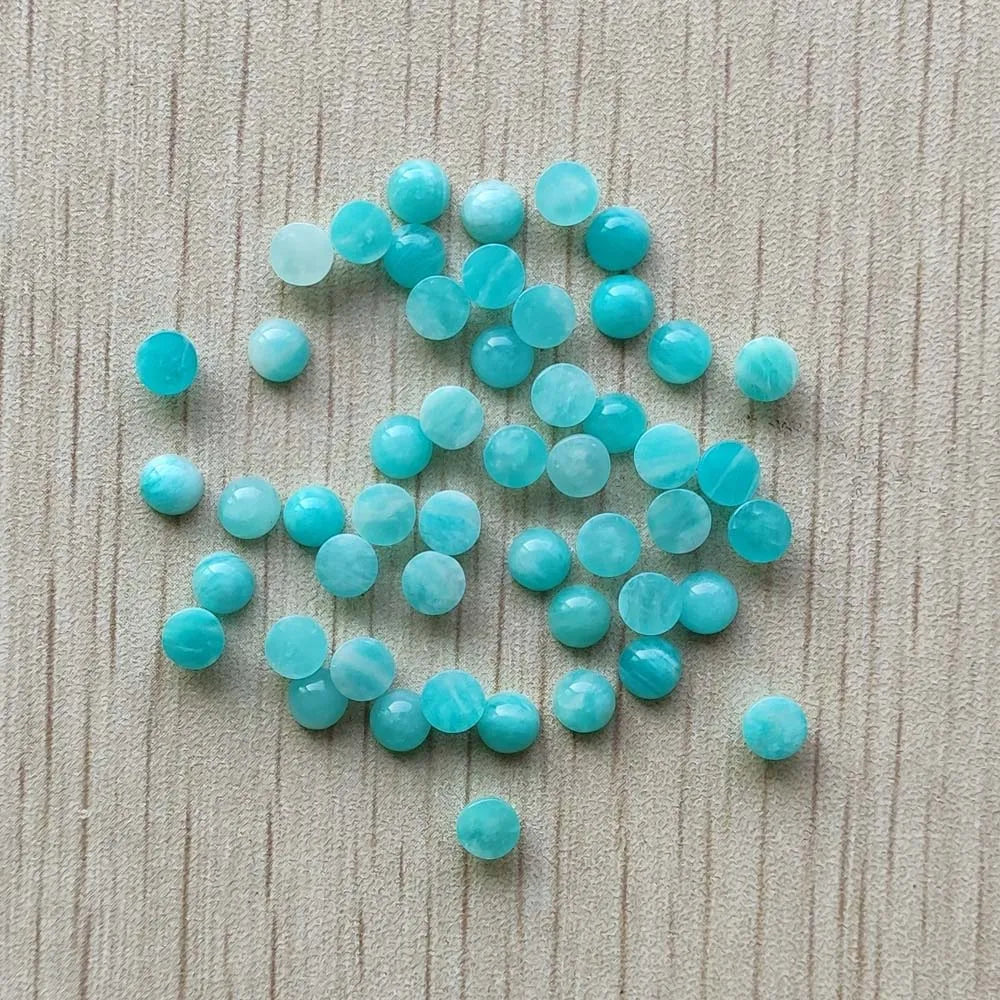 36pcs/lot Natural Amazonite round cab cabochon beads for jewelry making Wholesale 5mm 4mm