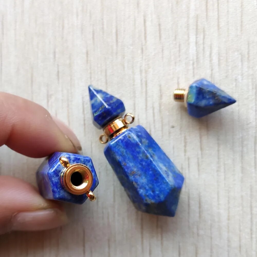 2pcs/lot Natural Lapis Lazuli perfume bottle pillar pendants for diy Necklace Jewelry Making Wholesale