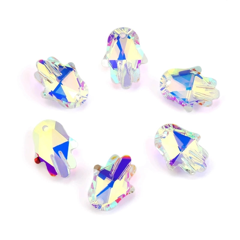 12 pcs Crystal Charms Hamsa Hand shape palm pendant for Jewelry making 14x18mm