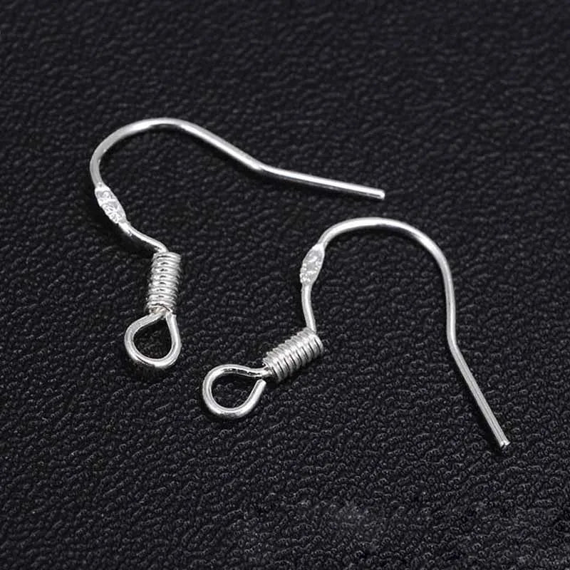 10pcs Solid 925 sterling Silver Ear Hooks Wire Spring Earring Clasps For Making Earrings Jewelry Findings Accessories