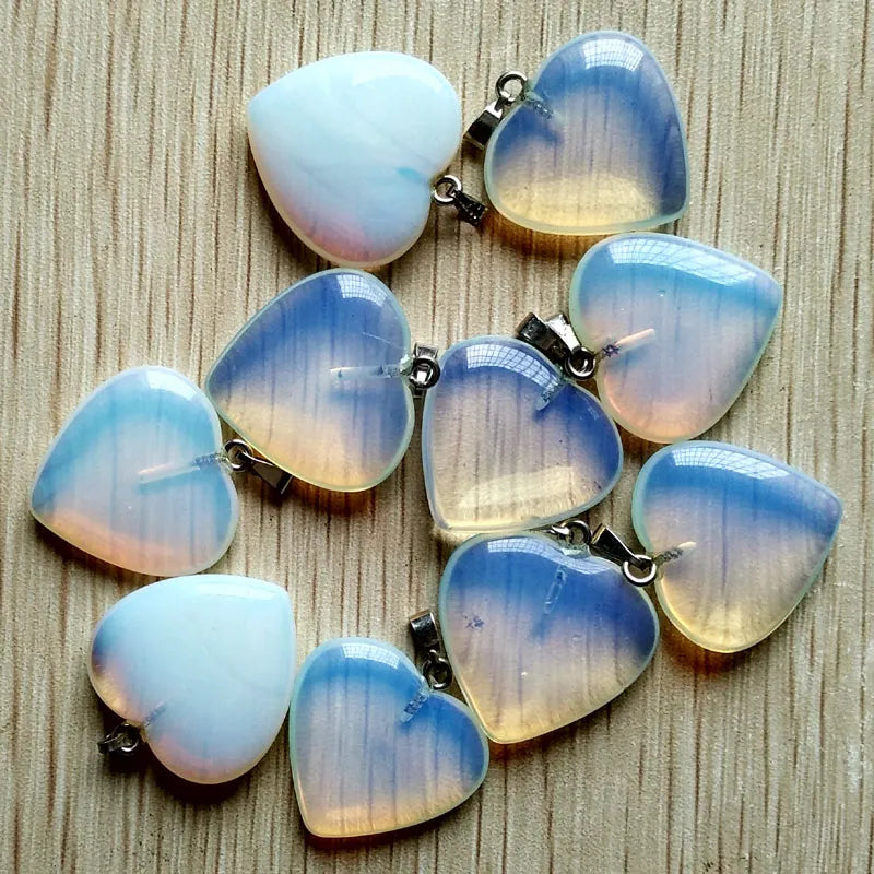 20pcs/lot Opalite heart charms pendants for jewelry making 25mm