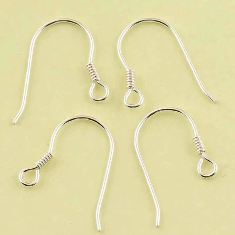 10pcs Solid 925 sterling Silver Ear Hooks Wire Spring Earring Clasps For Making Earrings Jewelry Findings Accessories