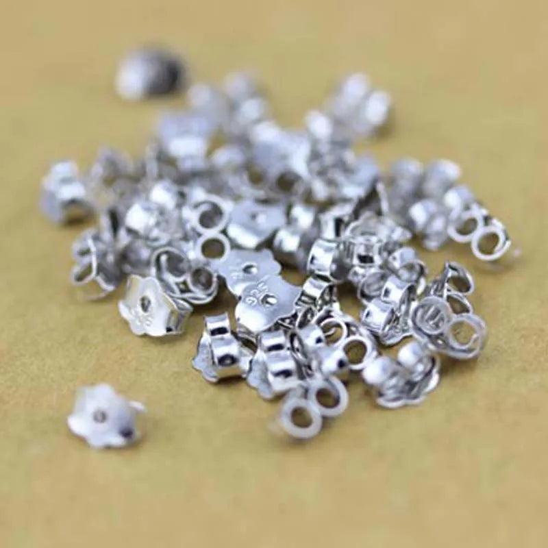 100~200pcs Solid 925 Sterling Silver Earring Stopper Safety Backs Jewelry Accessories DIY Parts Ear Plugging