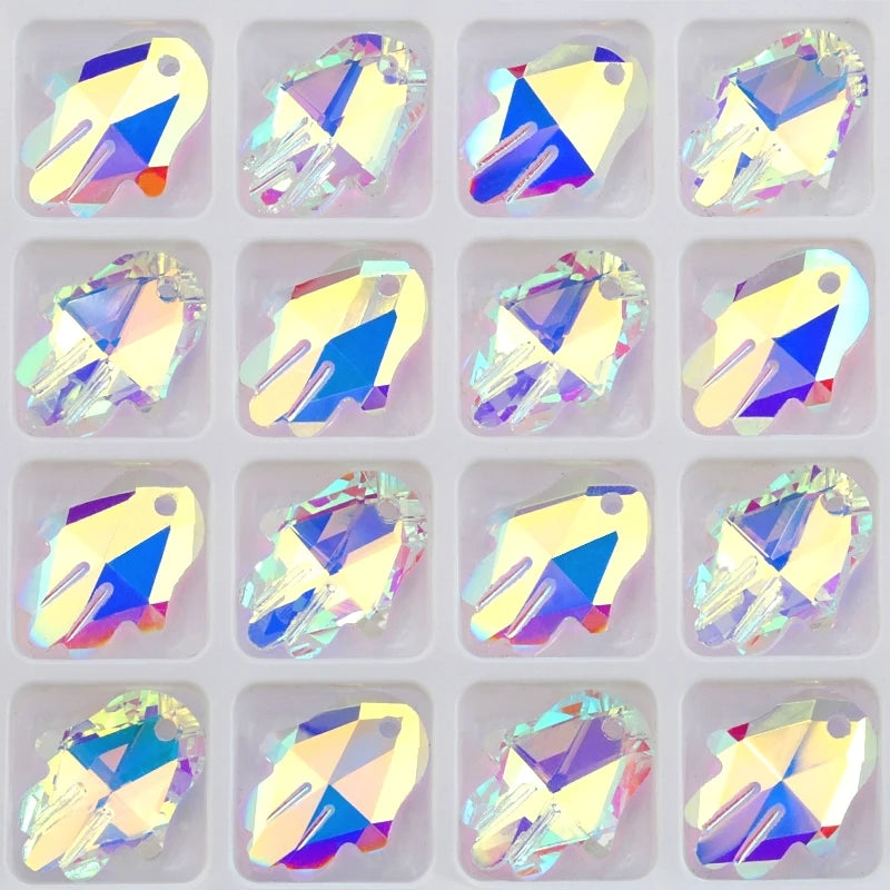 12 pcs Crystal Charms Hamsa Hand shape palm pendant for Jewelry making 14x18mm