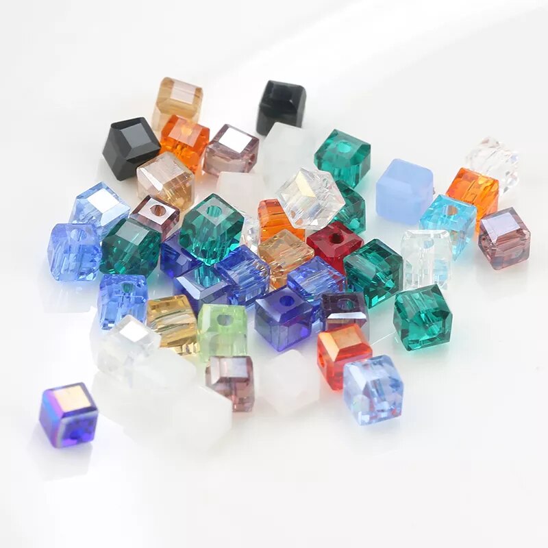 100-300PCS 4mm Cube Beads Mixed Color Jewelry Crystal Square Beads for DIY Jewellery Making Necklace Bracelet Earrings