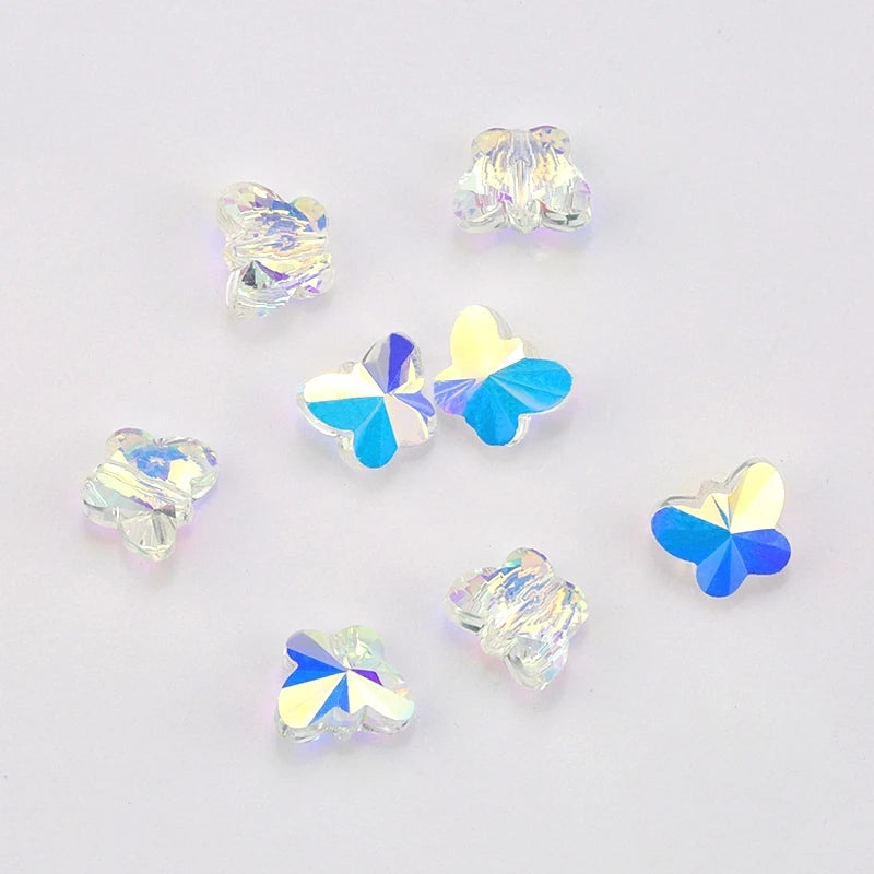 72/84PCS 6/8mm Crystal Butterfly Beads for Jewelry Making AB Color Pendant Beads Jewellery DIY Bracelets Necklace Earrings