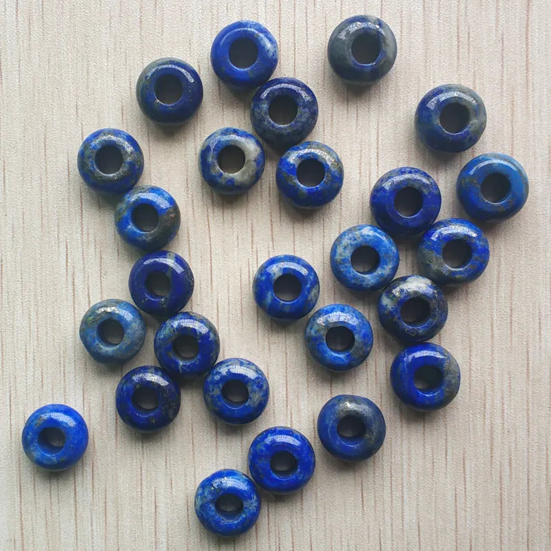 30pcs/lot Natural Lapis Lazuli large hole Charms beads For Bracelet making wholesale