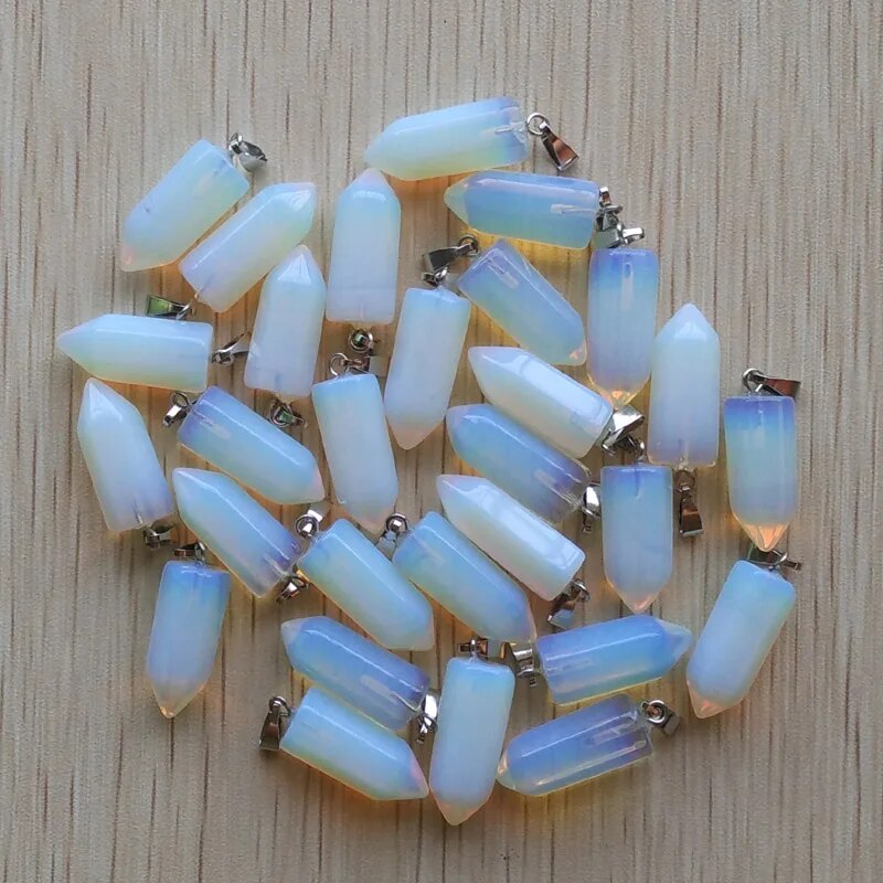 50pcs/lot natural stone mix point pillar pendants for jewelry accessories making