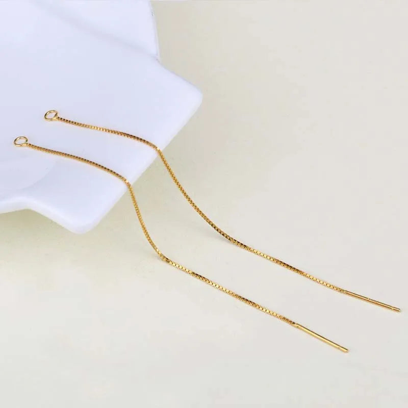 9cm solid 925 sterling silver earring line thread dangle earrings box chain jewelry making findings