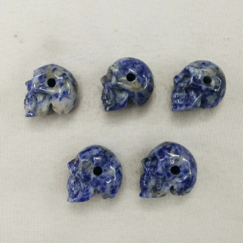 5pcs/lot Natural Sodalite stone carved skull charms pendants for DIY jewellery making