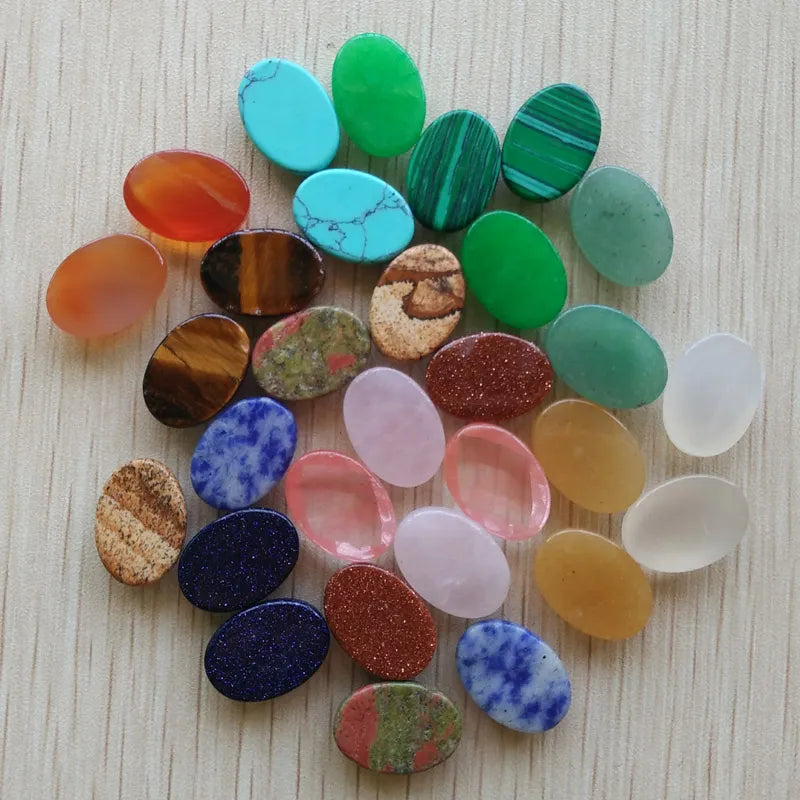 30pcs/lot Natural Stone mixed Oval Cabochon cut faceted beads for jewelry accessories making 13x18mm