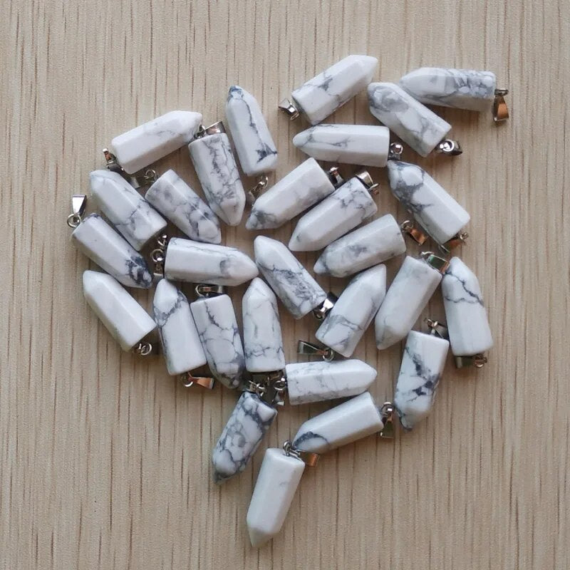 50pcs/lot natural stone mix point pillar pendants for jewelry accessories making