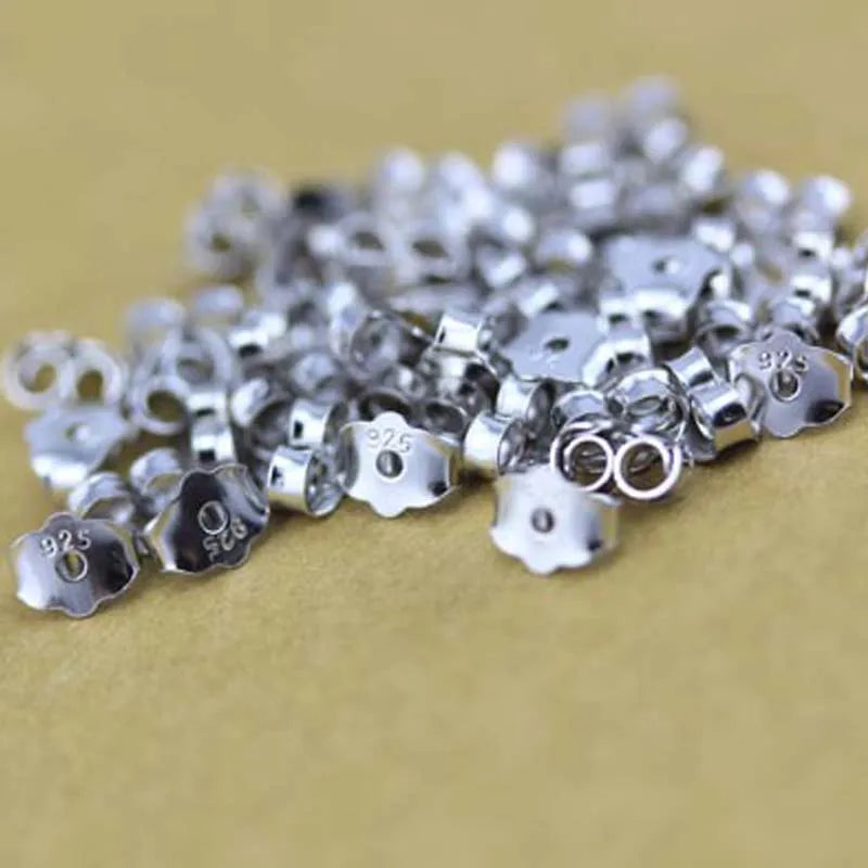 100~200pcs Solid 925 Sterling Silver Earring Stopper Safety Backs Jewelry Accessories DIY Parts Ear Plugging