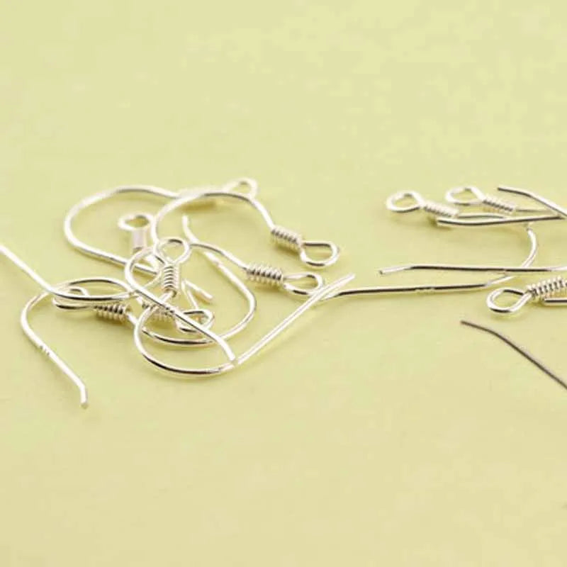 10pcs Solid 925 sterling Silver Ear Hooks Wire Spring Earring Clasps For Making Earrings Jewelry Findings Accessories