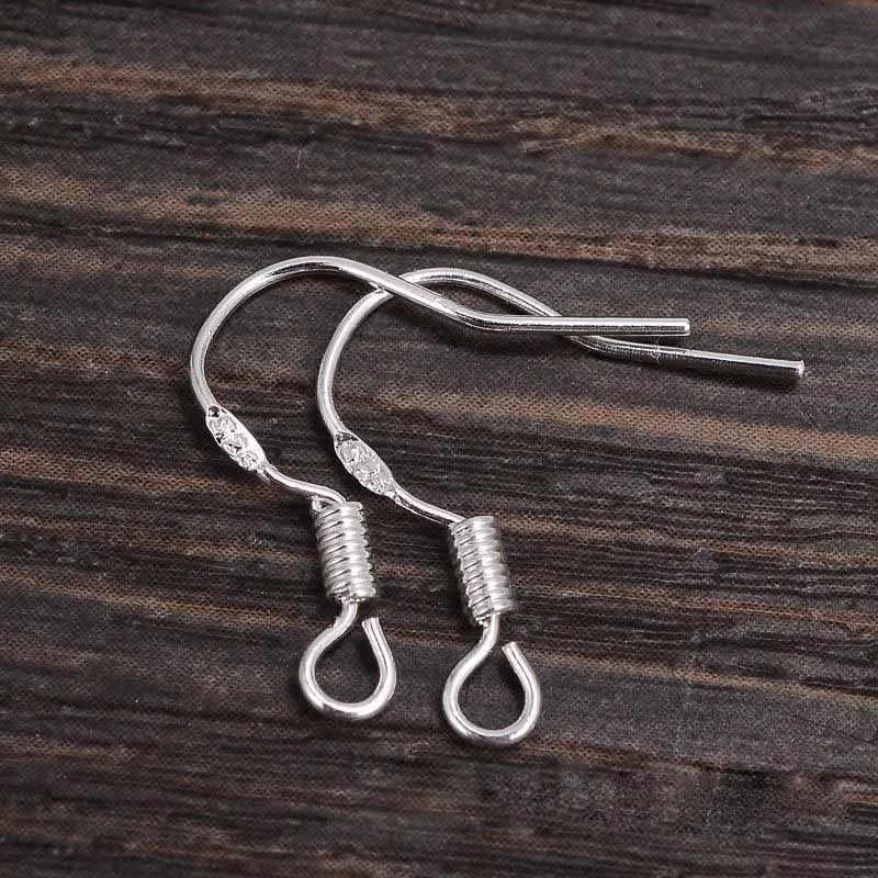 10pcs Solid 925 sterling Silver Ear Hooks Wire Spring Earring Clasps For Making Earrings Jewelry Findings Accessories