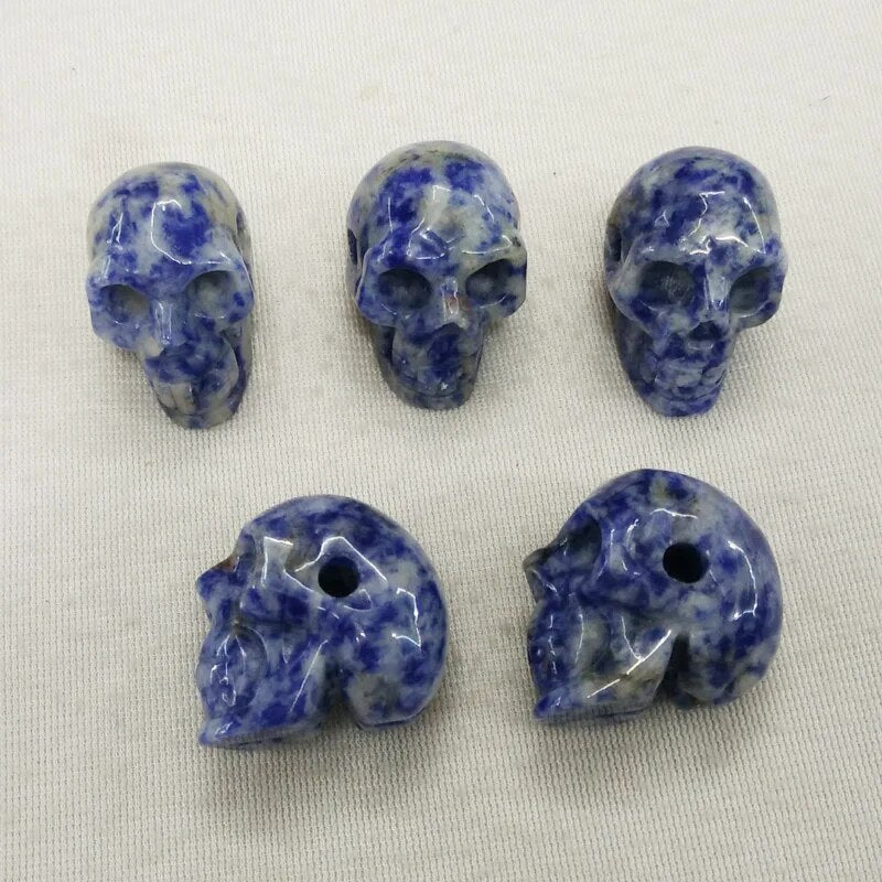 5pcs/lot Natural Sodalite stone carved skull charms pendants for DIY jewellery making