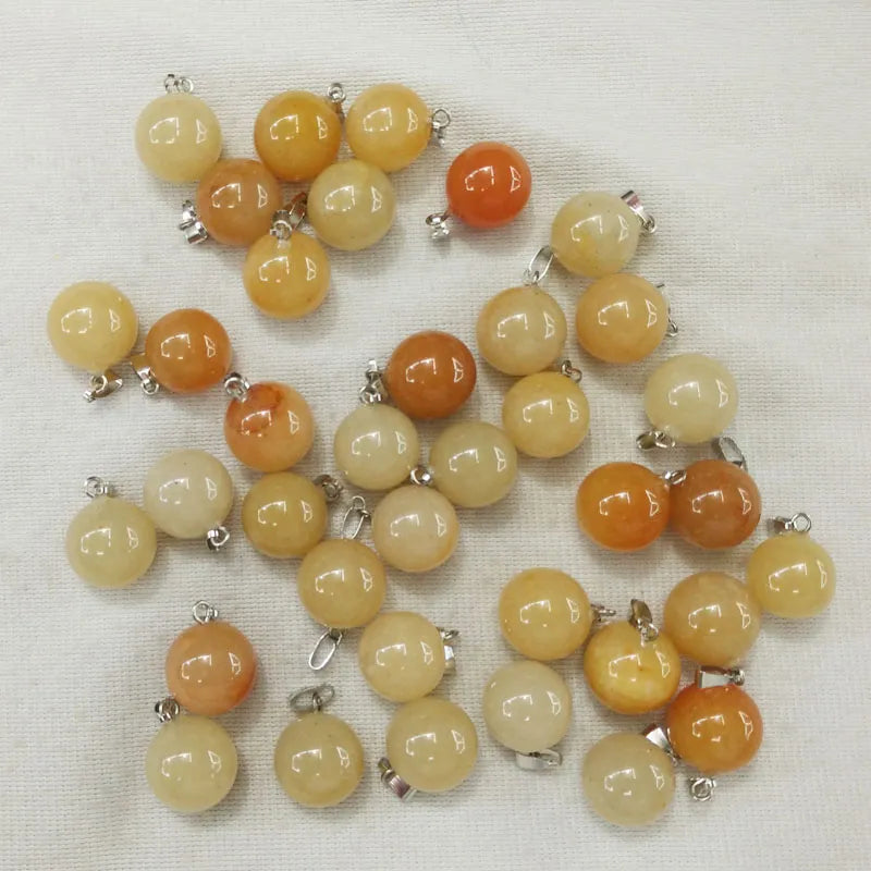 50pcs/lot Natural Yellow Aventurine ball shape pendants for jewelry Accessories wholesale