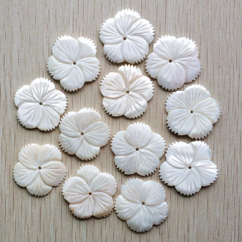 12pcs/lot carved natural shell flower shape pendants for jewelry Accessories making