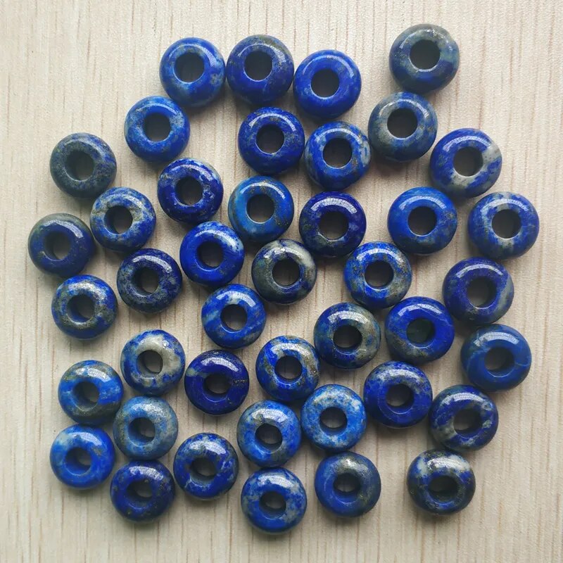 30pcs/lot Natural Lapis Lazuli large hole Charms beads For Bracelet making wholesale