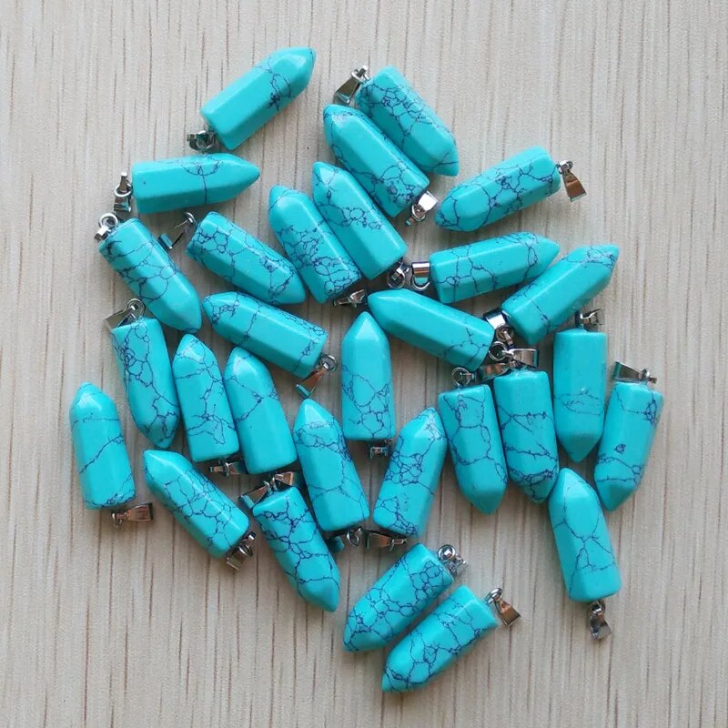 50pcs/lot natural stone mix point pillar pendants for jewelry accessories making