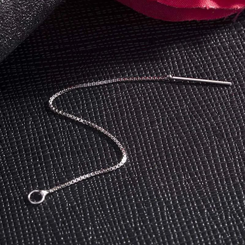 9cm Solid 925 Sterling Silver Earring Line Thread Dangle Earrings Box Chain Jewelry Making Findings