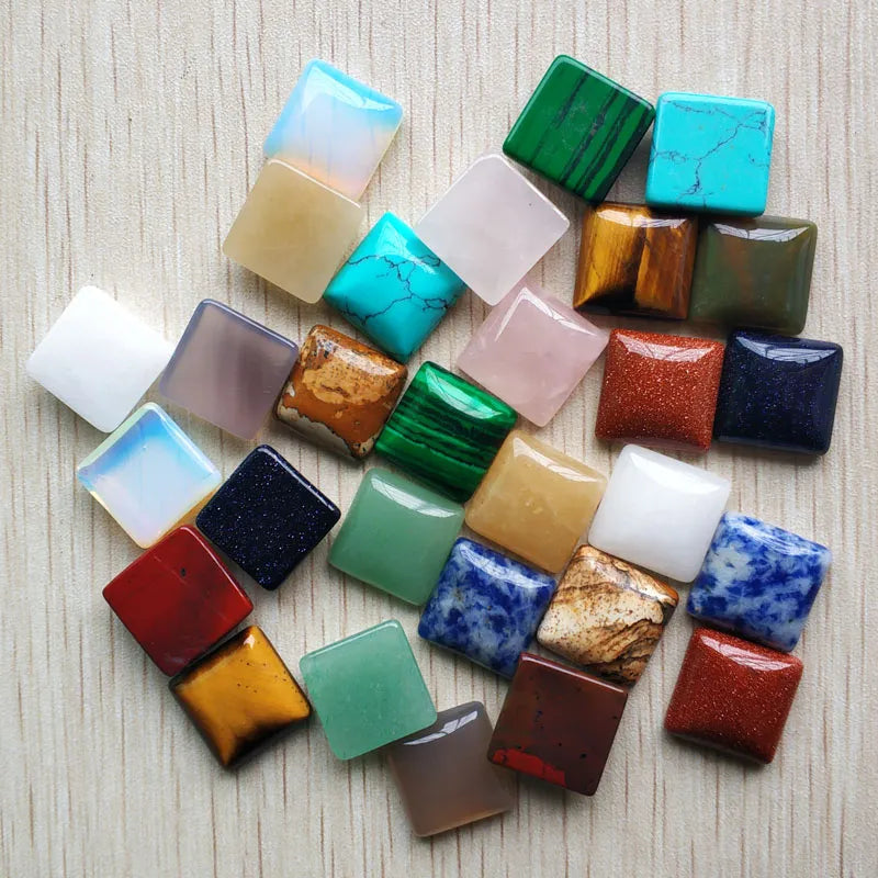 30pcs/lot Natural stone mixed Square Cabochon beads for DIY jewelry Accessories