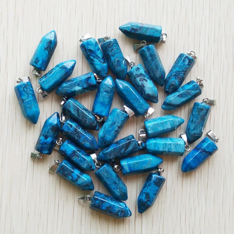 50pcs/lot natural stone mix point pillar pendants for jewelry accessories making