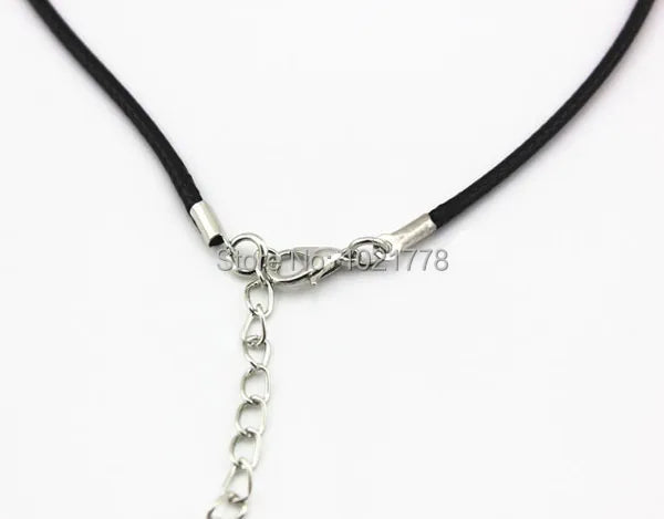 100pcs/lot 2mm Black Wax Leather Cord Necklace Rope 45cm Chain Lobster Clasp DIY Jewelry Accessories