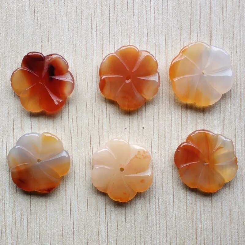 10pcs/lot Fashion natural red onyx Carnelian charms Carved flower shape pendants for jewelry making